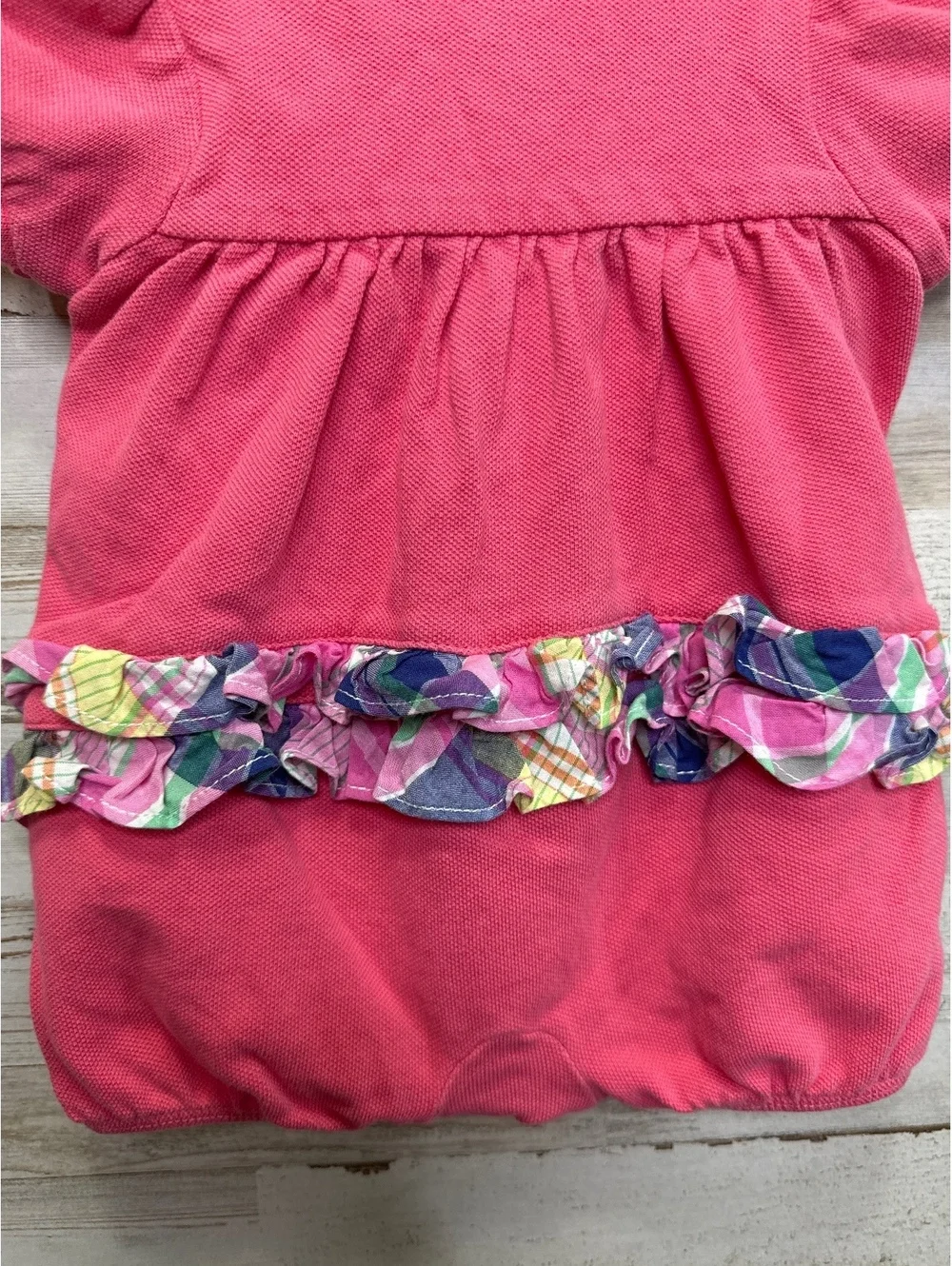 RALPH LAUREN PINK RUFFLE ROMPER SIZE 3 MONTHS